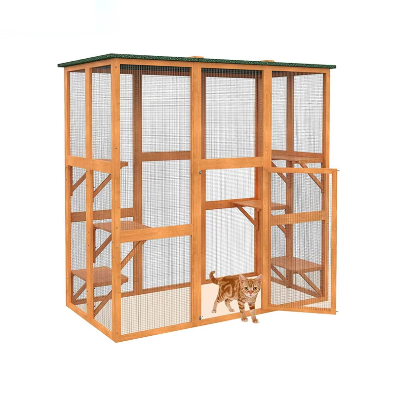 Outdoor Wooden Cat House Waterproof Cat Cage Villa