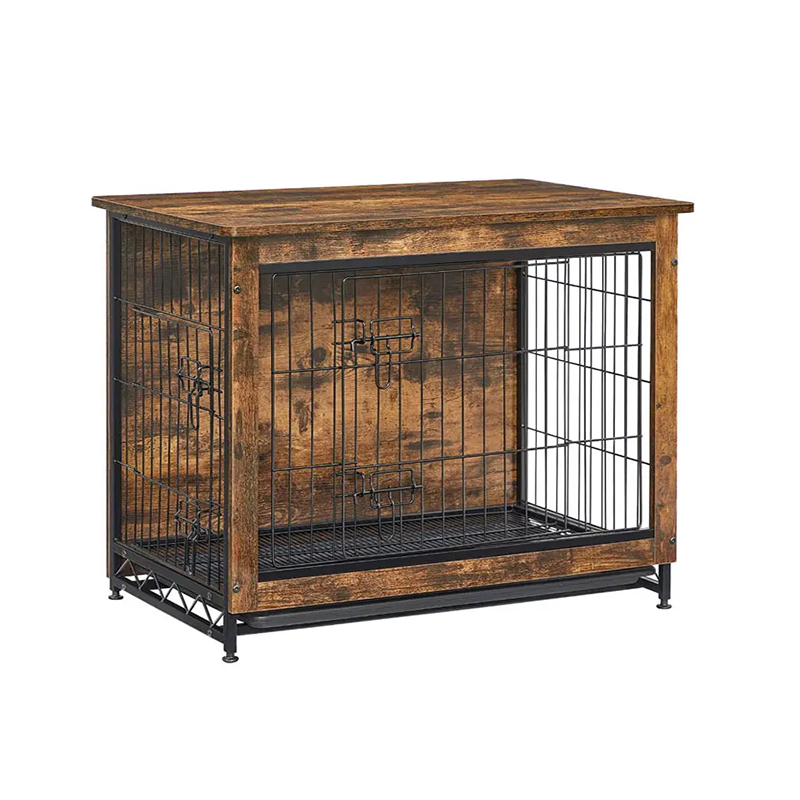 Rustic Brown Indoor Wooden Furniture Style Dog Cage