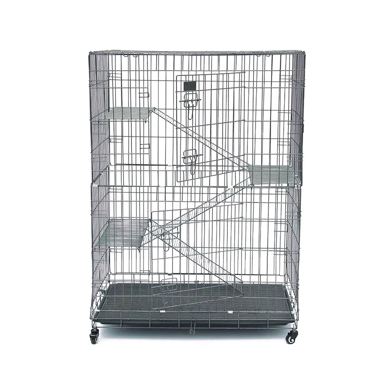 2/3/4-Tier Large Indoor Wire Metal Cat Cage with Wheels