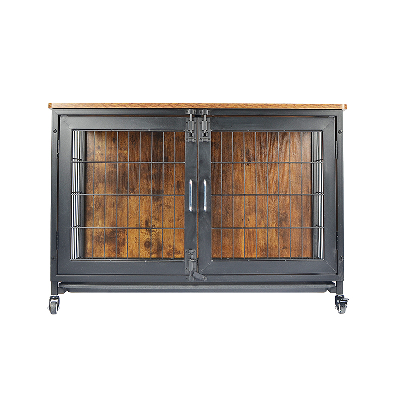 Wooden Furniture Style Dog Cage with Wheels