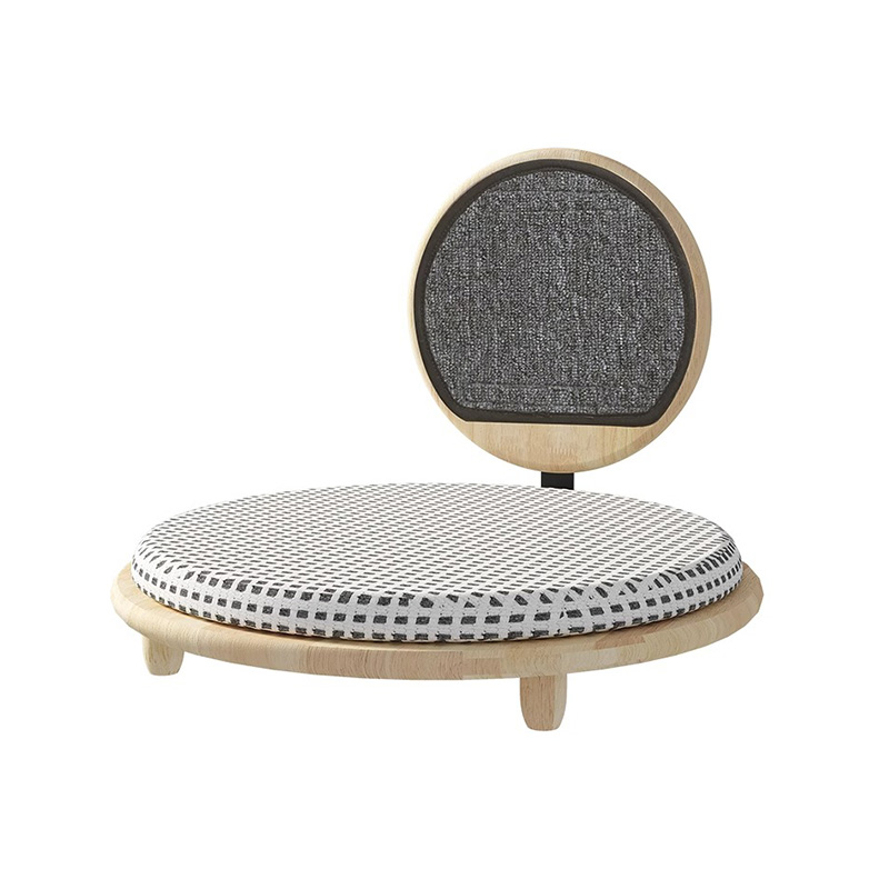 Solid Wood Cozy Cat Bed Nest with Scratching Board