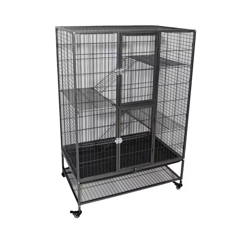 Large Heavy Duty 2/3/4-Tier Metal Indoor Tube Cat Cage with Wheels
