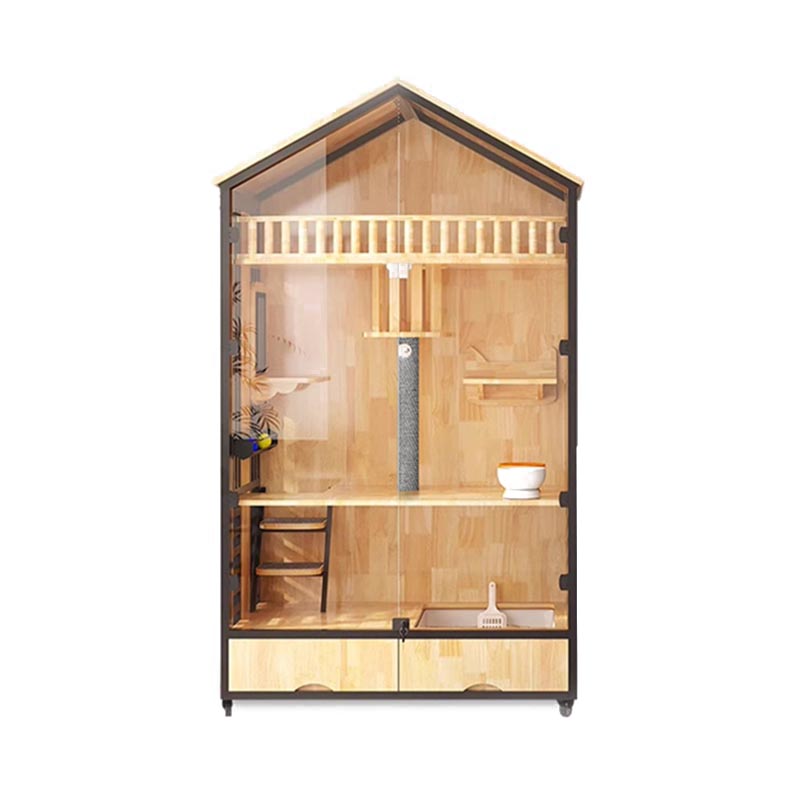 Multi-layer Wood Villa Cage Indoor Cat Tree Tower