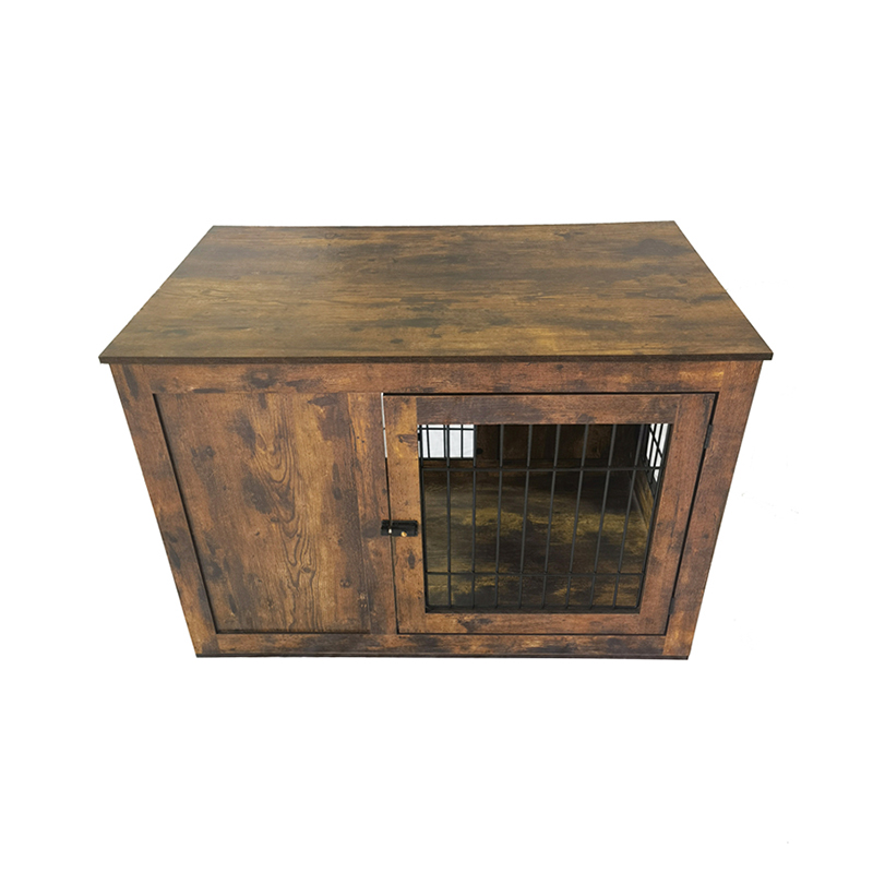 Double Door Rustic Wooden Furniture Style Dog Cage