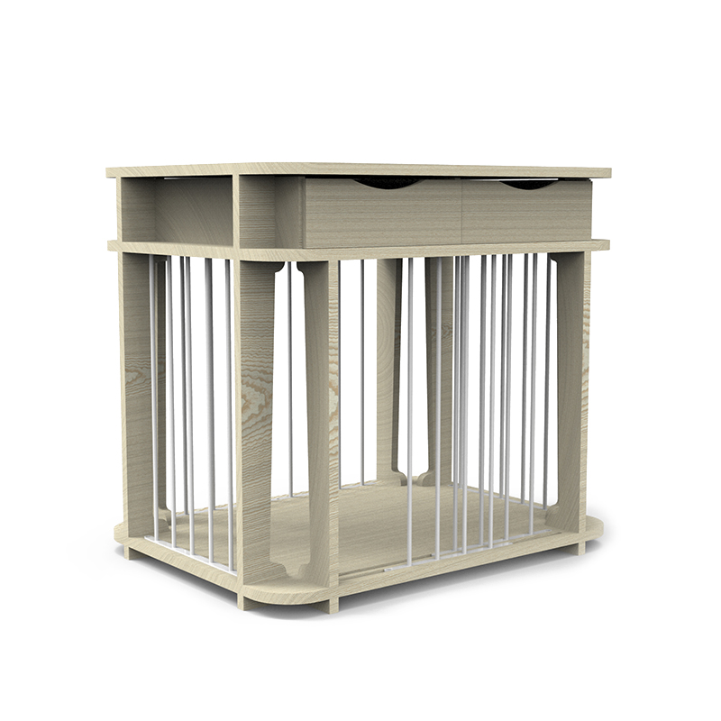 Beige Modern Indoor Furniture Style Wood Metal Dog Cage