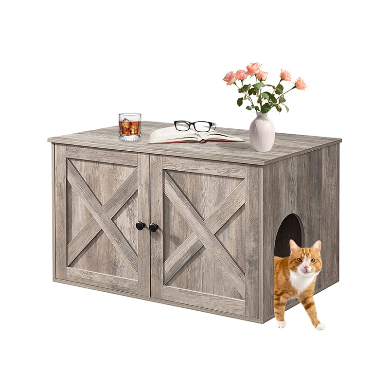 Wooden Cat Litter Box Cabinet Indoor Wood Hidden Cat Litter Box Furniture