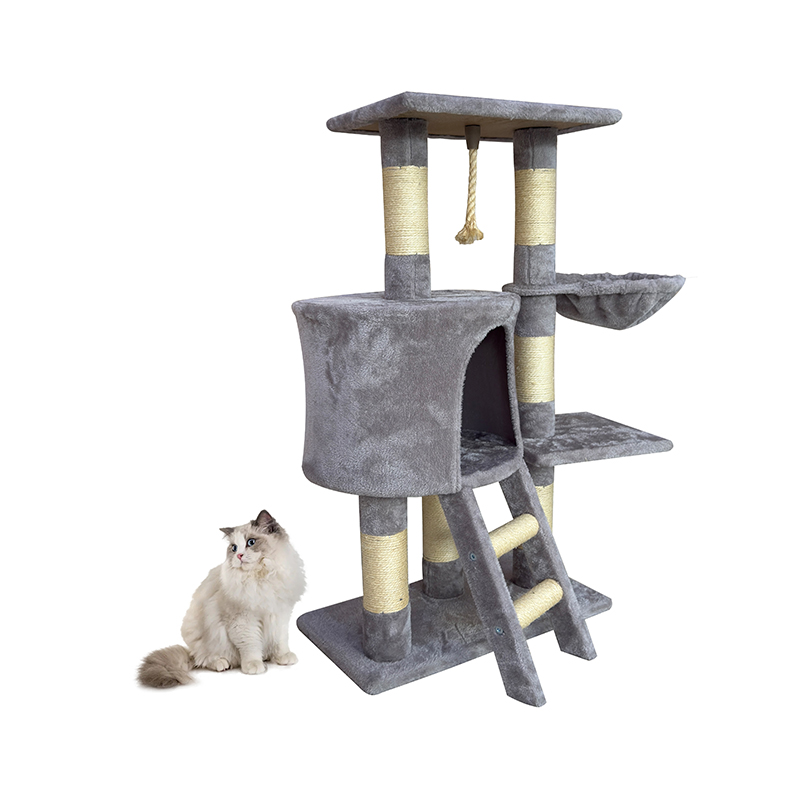 Modern Plush Kitten Cat Climbing Tree Tower Luxury Cat Condo with Scratching Posts & Hammock
